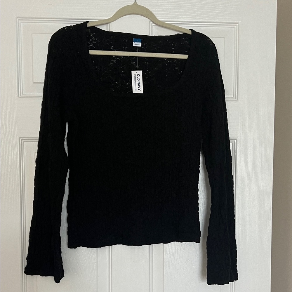 Old Navy Black Lace Long Sleeve Top